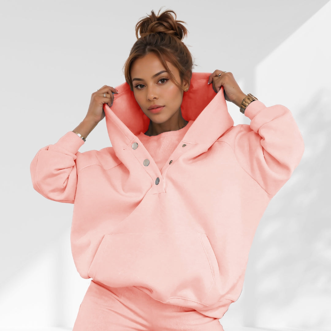 Luxe Oversized Snap Button Hoodie